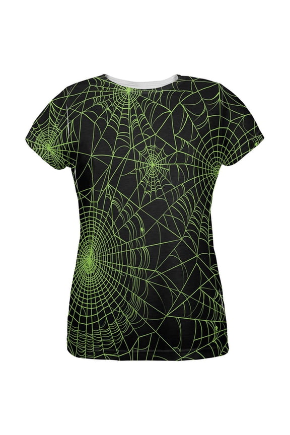 Halloween Spider Webs All Over Womens T-Shirt - Small