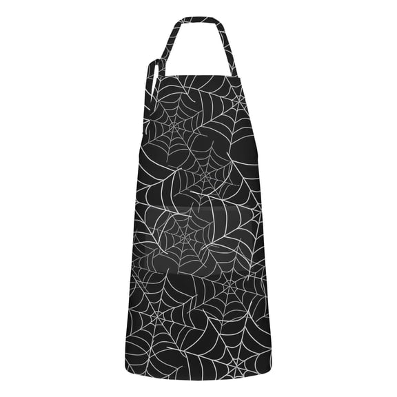 Halloween Spider Webs Apron-Garden Aprons for Women with Pockets-Cotton Linen Waterproof Kitchen Cooking Gardening Aprons Adjustable for Kitchen,Cooking,BBQ and Salon 32"x27"