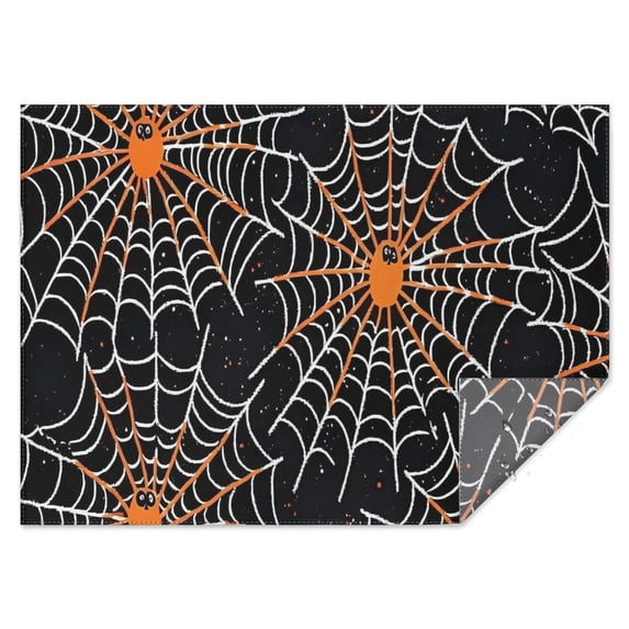 Halloween Spider Webs with Orange Spiders Rectangle Tablecloth 60"x84",Waterproof Polyester Rectangle Table Cloth, Wipeable Spillproof Polyester Tablecloth for Dining, Camping, Indoor and Outdoor