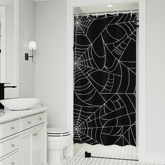 Halloween Spider Webs Shower Curtain 36"x72" ,Bathroom Decorative Shower Curtains Set with 12 Hooks,Modern Waterproof Washable Shower Curtain