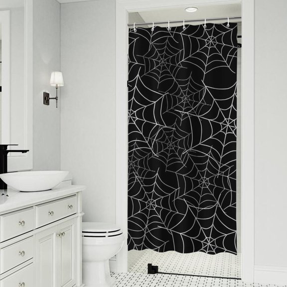 Halloween Spider Webs Shower Curtain 36"x72" ,Bathroom Decorative Shower Curtains Set with 12 Hooks,Modern Waterproof Washable Shower Curtain