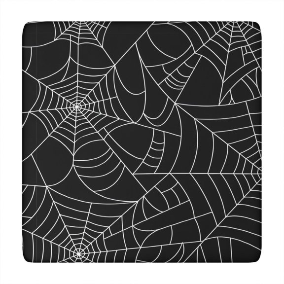 Halloween Spider Webs Square Fitted Tablecloth with Elastic Edge,Square Table Cover,Washable Elastic Table Cover for Home Kitchen Party Decor 34"x34"