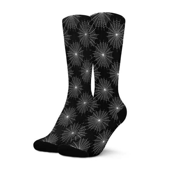 Spiter House Halloween Spider Webs Women's Crew Socks, Mid-calf Polyester Casual ...