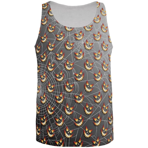 Halloween Spider Webs and Jack-O-Lanterns All Over Mens Tank Top Multi X-LG