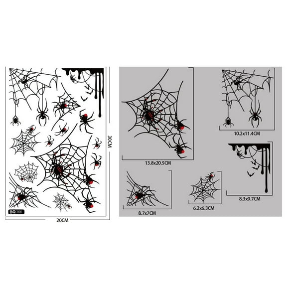 Halloween Spider Window Scene Layout Glass Decal, Adhesive-Free Electrostatic Sticker for Easy Decoration, Festive Web Design