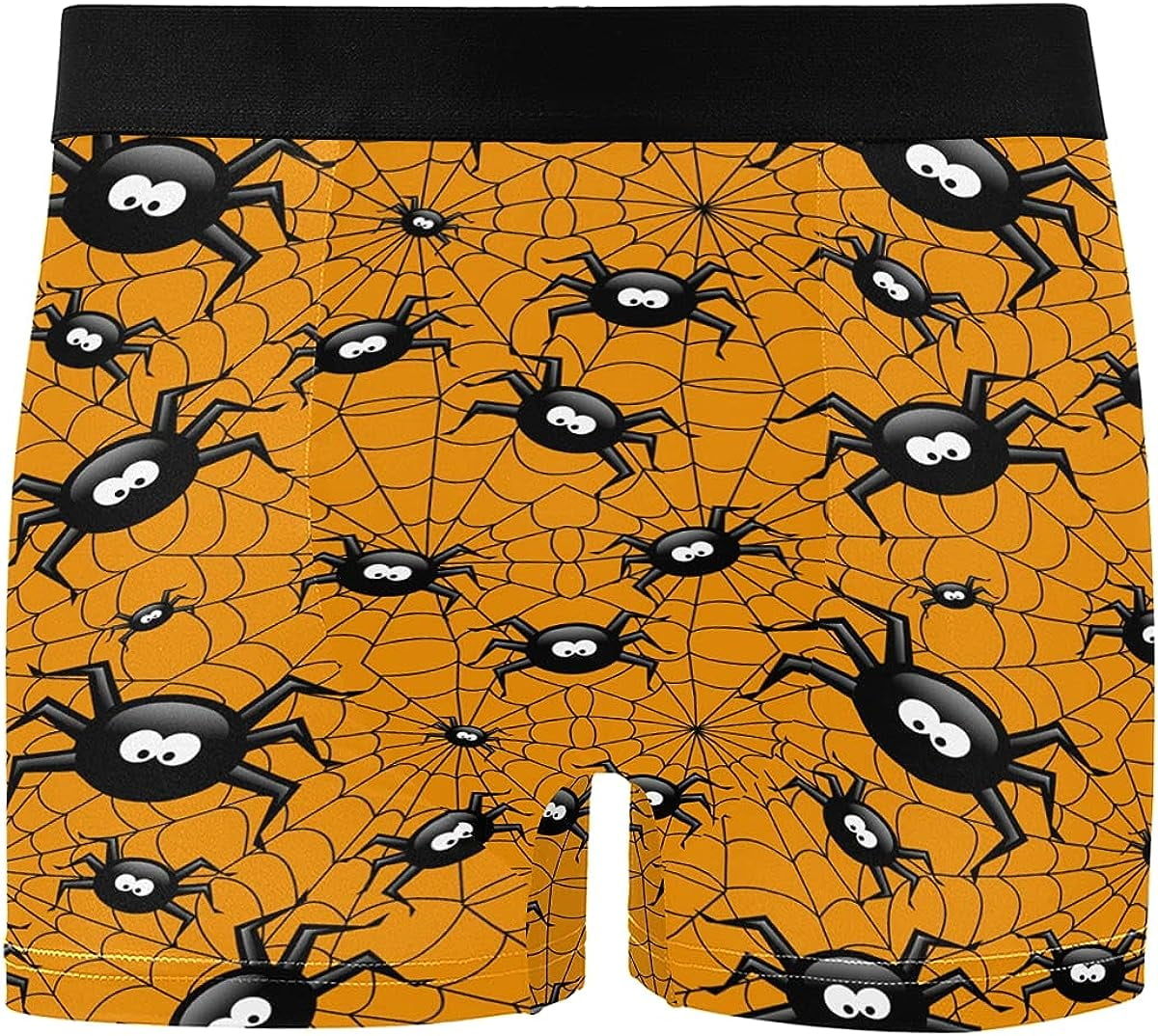 Halloween Spiders  Over Orange Men's Underwear Men Boxer Briefs