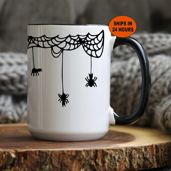 Halloween Spiderweb Coffee Mug Spooky Gothic Fall Decor