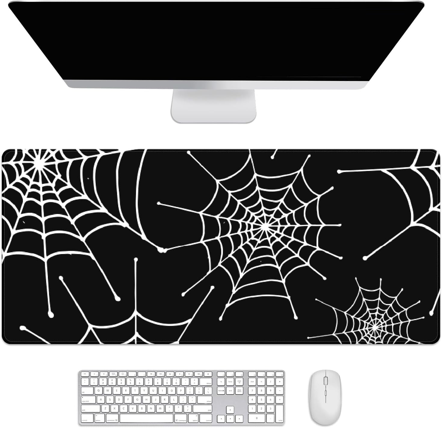 Halloween Spiderweb Desk Mat, Desk Accessory, Cute Workspace, Trendy Workspace, Trendy, 35.4x15.7in Large Gaming Mouse Pad, Cute Desk Topper, Pretty Desk Pad