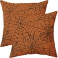 thumbnail image 1 of Halloween Spiderweb Pillow Covers 16x16 Set of 2 Black White Spider Web Outdoor Decorative Throw Pillows Halloween Scary Themed Farmhouse Pillowcases Linen Cushion Case Decor for Home Sofa Couch Bed, 1 of 6