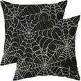 thumbnail image 1 of Halloween Spiderweb Pillow Covers 18x18 Set of 2 Black White Spider Web Outdoor Decorative Throw Pillows Halloween Scary Themed Farmhouse Pillowcases Linen Cushion Case Decor for Home Sofa Couch Bed, 1 of 6