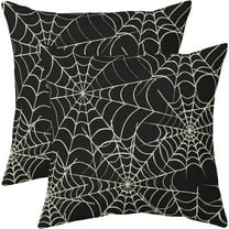 Halloween Spiderweb Pillow Covers 18x18 Set of 2 Black White Spider Web Outdoor Decorative Throw Pillows Halloween Scary Themed Farmhouse Pillowcases Linen Cushion Case Decor for Home Sofa Couch Bed