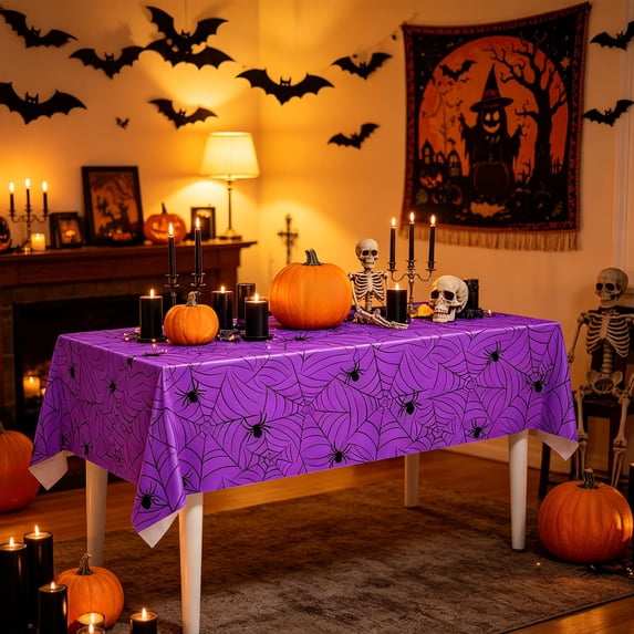 Halloween Spiderweb Tablecloth, Waterproof Printed Party Table Cover, Decorative Table Protector For Halloween Dinner, House, Classroom, Buffet, Holiday Celebration