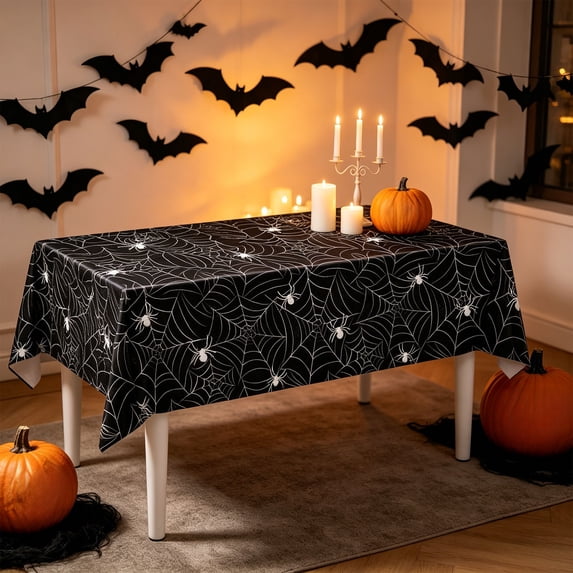 Halloween Spiderweb Tablecloth, Waterproof Printed Party Table Cover, Decorative Table Protector For Halloween Dinner, House, Classroom, Buffet, Holiday Celebration