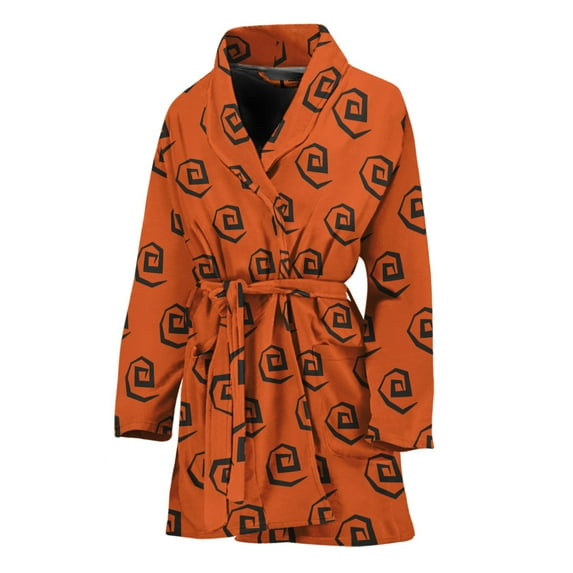 Halloween Spiral Pattern Women Bathrobe One Size Univeral Fits, Halloween Decorative Fashion Lightweight Plush Fleece Long Robe For Women