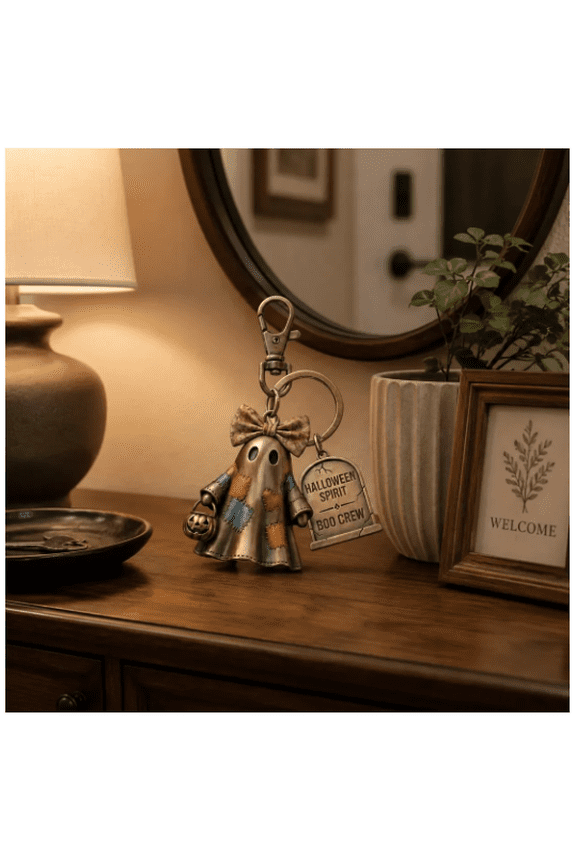 Halloween Spirit Boo Crew Ghost Keychain, Sturdy Lobster Clasp Design Versatile Decor for Handbag Car Keys Backpack