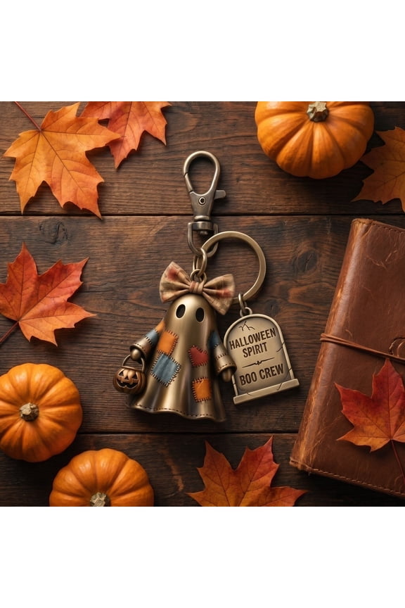 Halloween Spirit Boo Crew Keychain Keyring Weird Gifts for Women, Spooky Theme Holiday Accessories