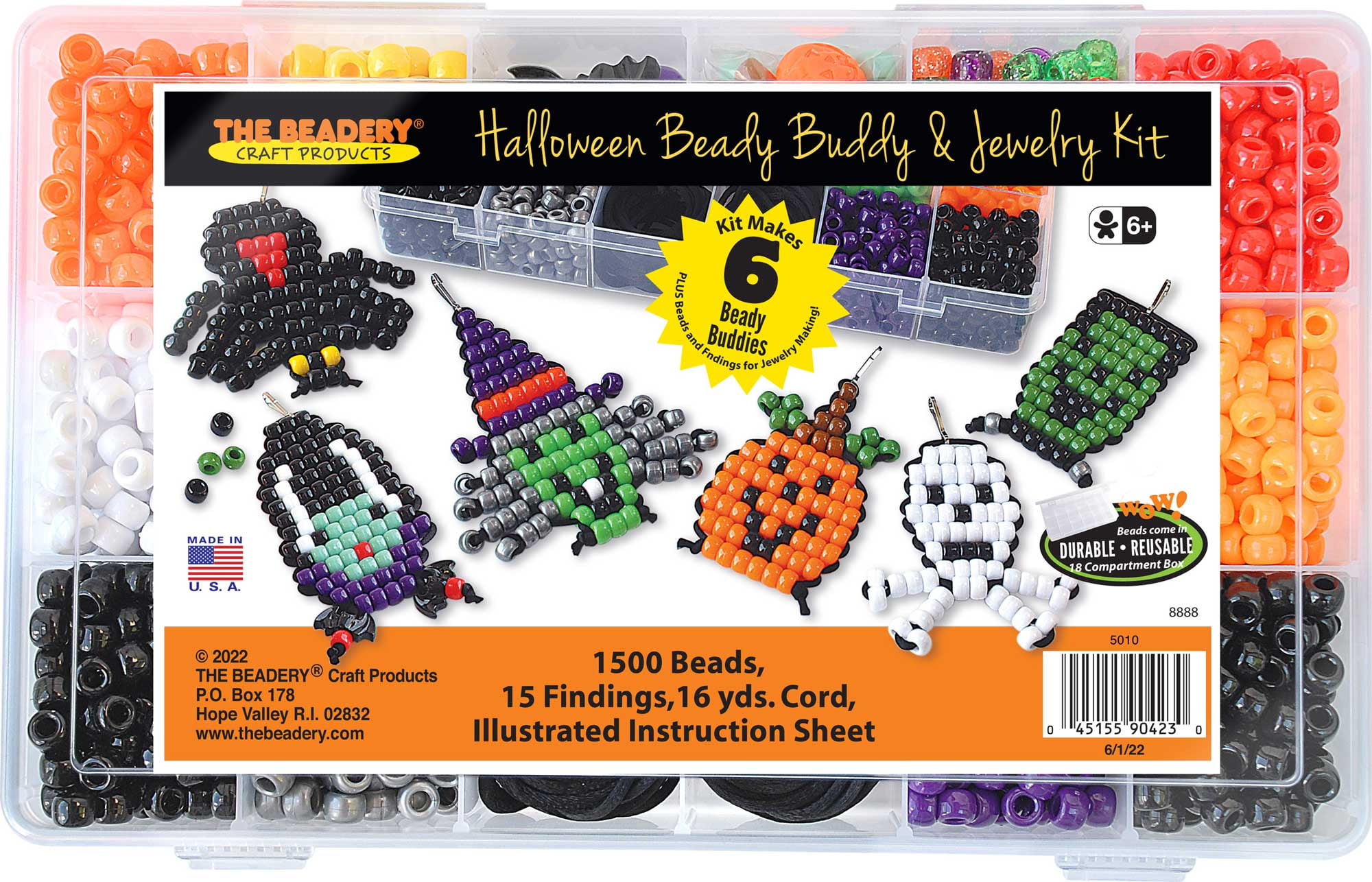 Halloween Spooktacular, 6 Beaded Buddies for Backpack, Plastic Bead Crafts, The Beadery