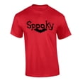 thumbnail image 1 of Halloween Spooky Adult Unisex Short Sleeve T-Shirt-Red-Small, 1 of 4