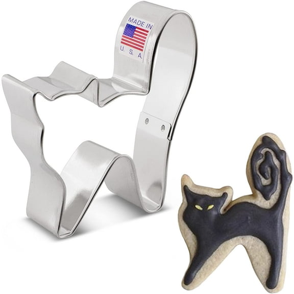 Halloween Spooky Black Cat Cookie Cutter 3.2", Made in USA by Ann Clark