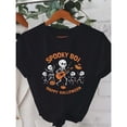thumbnail image 1 of Halloween Spooky Boi Tee Guitar Dance Lettering T Shirt Gothic Tees Tops Short Sleeve Round Neck Black S-5XL, 1 of 5
