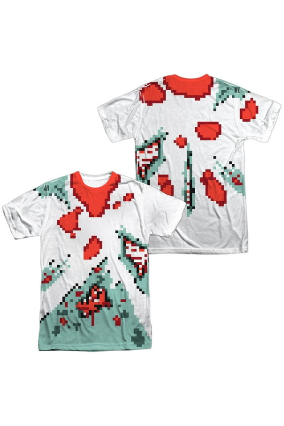 Spooky Costume 8 Bit Pixelated Green Zombie Adult 2-Sided Print TShirt