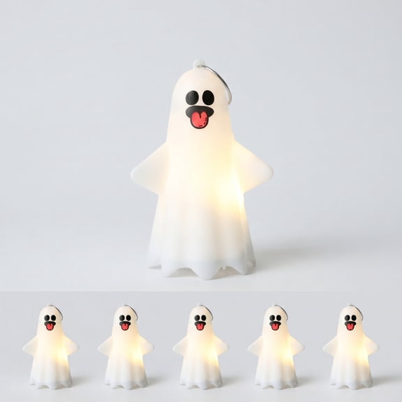 Halloween Spooky Cute Ghost LED Night Light, Soft Silicone Dimmable Ghost Shape Table Lamp, Battery Operated Warm Glow Desktop Figurine Light For Living Room Mantel Bar Cafe Haunted