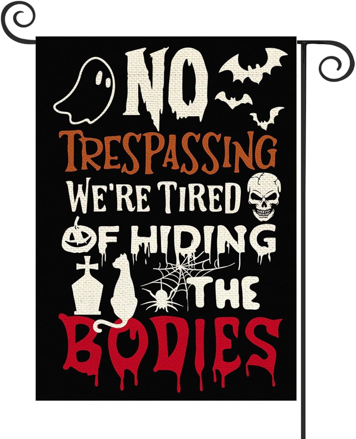 Halloween Spooky Garden Flag Happy mini Double Sided No Trespassing We