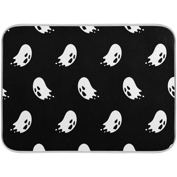 Halloween Spooky Ghost Dish Drying Mat for Kitchen Counter 16 x 18 Inch Monster Devil Absorbent Microfiber Dry Dishes Mats Drainer Mat Dish Drying Pad for Countertops Decor