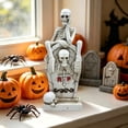 thumbnail image 1 of Halloween Spooky Ghost Skeleton Figurine, White-b Resin Ghost Statue with Tombstone Ghost Skull, Mini Ghost Decor for Halloween Decorations, Indoor Tabletop Home Decor, 1 of 6