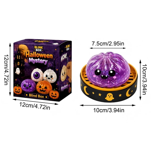 Halloween Spooky Glitter Monster Dumpling Squishies Toys, Slow Rising Dumpling Squishy Sensory Toys for Party Favors