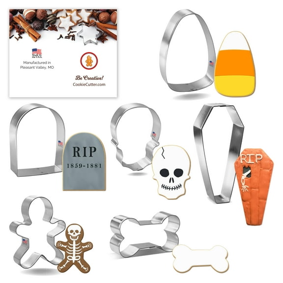 Halloween Spooky Graveyard Cookie Cutter Set 6 Pc - Foose Cookie Cutters - USA Tin Plated Steel
