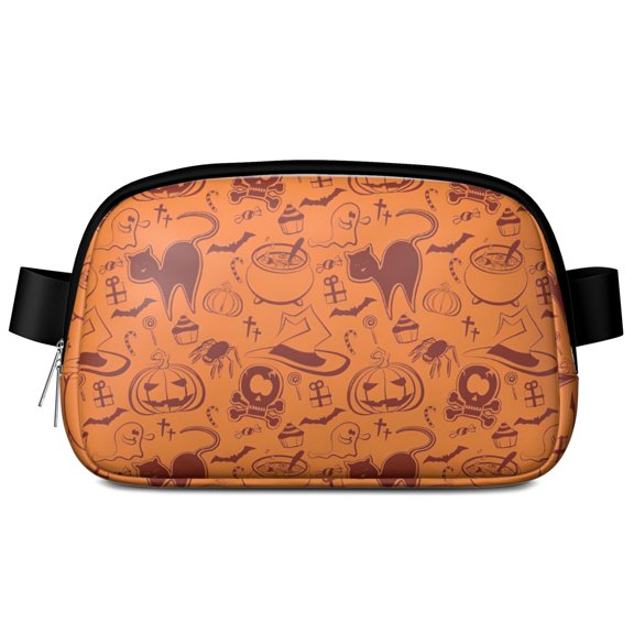 Halloween Spooky Icons Pattern Cute Fanny Packs for Women,Travel Waterproof Crossbody Fanny Bags Waist Purse for Women Anti Theft Adjustable Strap for Running Travel Cycling
