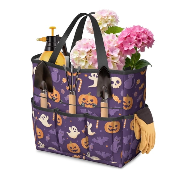 Halloween Spooky Icons Pattern Garden Tool Bag, Yard Tool Organizer ...