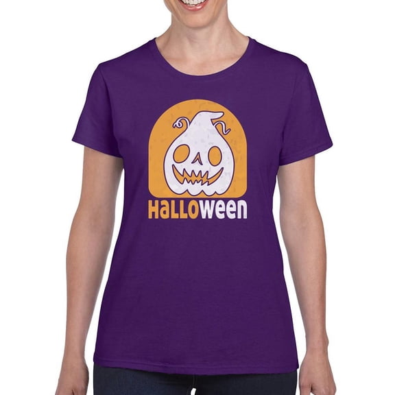 Halloween Spooky Jack-O-Lantern T-Shirt Women -Image by Shutterstock, Female Small