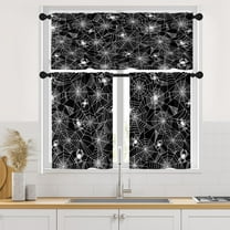 Halloween Spooky Kitchen Curtains with Valance and Tier Sets 36 Inch, 3 Pieces Funny Spider Web Rod Pocket Drapes Window Treatment Curtains for Kitchen Over Sink Dining Room Decor