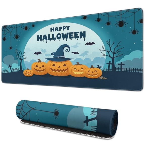Halloween Spooky Mouse Pad,Happy Halloween Pumpkin Large Mouse Mats Smooth Surface Keyboard Pad for Gaming Wireless Mouse (31.5x11.8in)