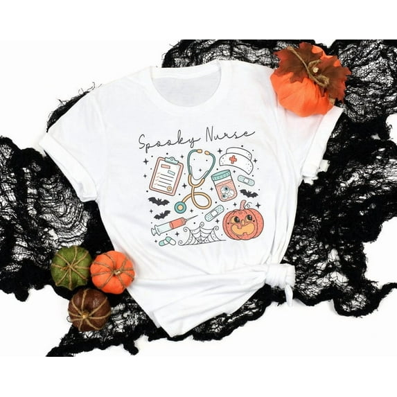 Halloween Spooky Nurse Shirt, Halloween Shirt, Spooky Pumpkin Shirt, Halloween Party Shirt, Retro Halloween Shirt