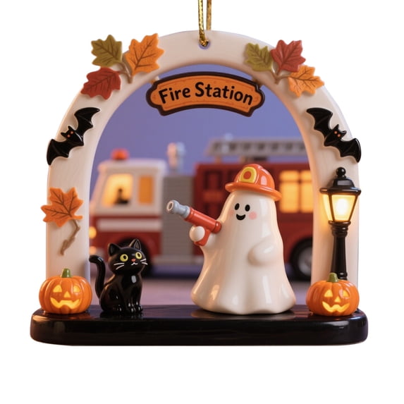 Halloween Spooky Ornament, 2D Halloween Tree Cute Ghost-Themed Reading Ornament, Ghost Hanging Ornaments Decorative for Holiday Party Craft Supplies Indoor Home Decor 3.15 Inch