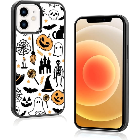 Halloween Spooky Phone Case - Shockproof Protective Cute Cool Ghost Phone Case Skull Skeleton Compatible with iPhone 12 Pro 6.1 Inch Case for Women Girls Man Boys