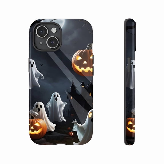 Halloween Spooky Phone Case with Unique Ghost Pumpkin Design Durable Shockproof Cover Festive Decor Perfect for Holiday Season Compatible with iPhone 11/12/13/14/15/16 (Pro Max/Plus)