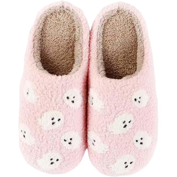 Halloween Spooky Pumpkin Slippers for Women Men Soft Plush Fuzzy Slippers Cozy House Slippers Indoor Outdoor Shoes