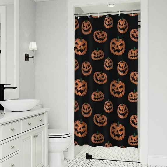 Halloween Spooky Pumpkins Pattern Shower Curtain 36"x72" ,Bathroom Decorative Shower Curtains Set with 12 Hooks,Modern Waterproof Washable Shower Curtain
