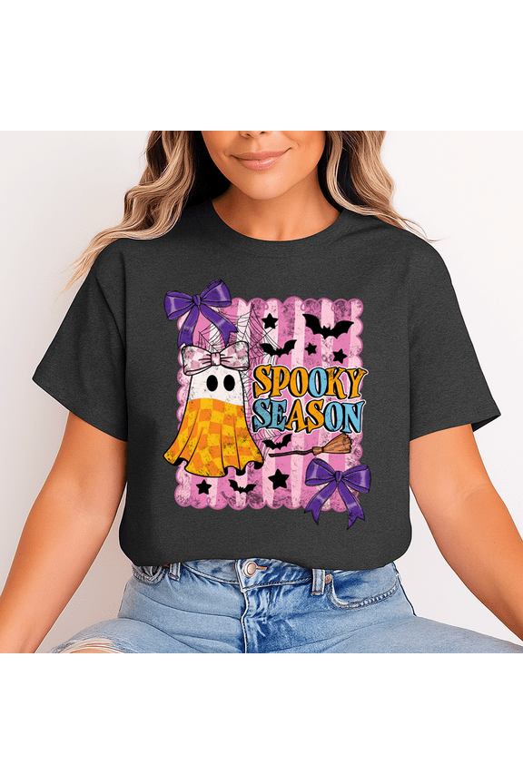 Halloween "Spooky Season" Ghost T-Shirt – Cute Candy Corn Ghost Graphic Tee, Unisex Casual Crew Neck