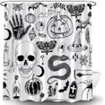 thumbnail image 1 of Halloween Spooky Shower Curtain Black Alchemy Magic World Witch Pumpkin Witchcraft Horror Skull Spooky Ghosts Watercolor Boho for Girls Boys Bathroom Curtain Set 72"WX72"H with Hook, 1 of 1