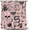 thumbnail image 1 of Halloween Spooky Shower Curtain Black Alchemy Magic World Witch Pumpkin Witchcraft Horror Skull Spooky Ghosts Watercolor Boho for Girls Boys Bathroom Curtain Set with Hook, 1 of 4