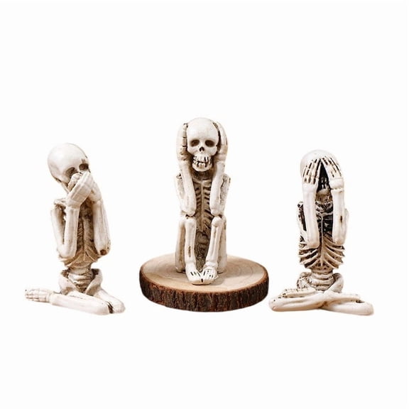 Halloween Spooky Speak No Evil Skulls 3 Pcs — Classic Shapes with Creepy Shadows, Halloween Decorations for Snack Tables, Dessert Stations & Halloween Party Setups for Halloween