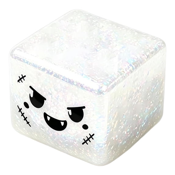 Halloween Spooky Squishy Cube 1 Pack Super Soft, Orange Gothic Stress Ball Sensory Fidget for Adults Kids Party Gift Silver