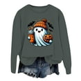 thumbnail image 1 of Halloween Spooky Sweatshirt for Women Funny Cute Ghost Graphic Long Sleeve Blouses Crewneck Pumpkin Print Trendy Loose Fit Tops, 1 of 3