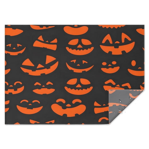 Halloween Spooky Table Cover Waterproof Spillproof Tablecolths Table Covers Pumpkin Spooky Rectangle Tablecloth for Halloween Party Decoration