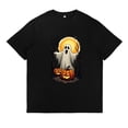 thumbnail image 1 of Halloween Cotton Spooky Tee Ghost Pumpkin Moon Design T Shirt Vintage Retro Graphic Tees Soft Tops Black S-5XL, 1 of 5
